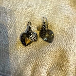 Silver, gold, and black crystal Brighton earrings